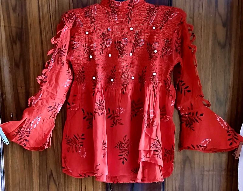 High Neck Frill Top