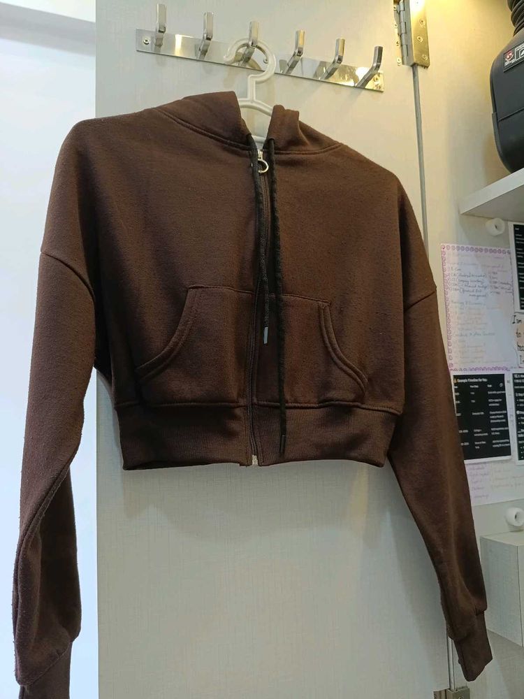 Brown Cropped Hoodie