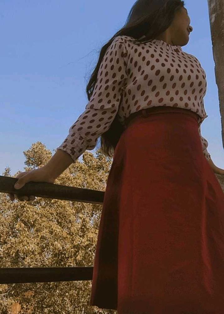 Polka Dot &amp; Maroon Dress