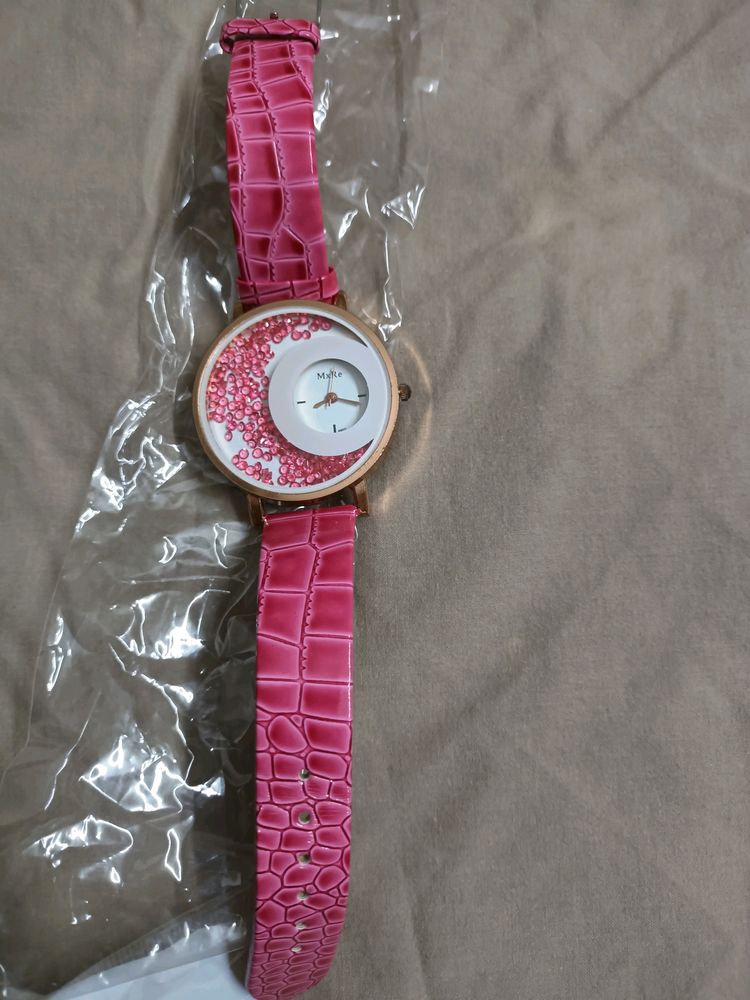 Pink Alligator Print Watch