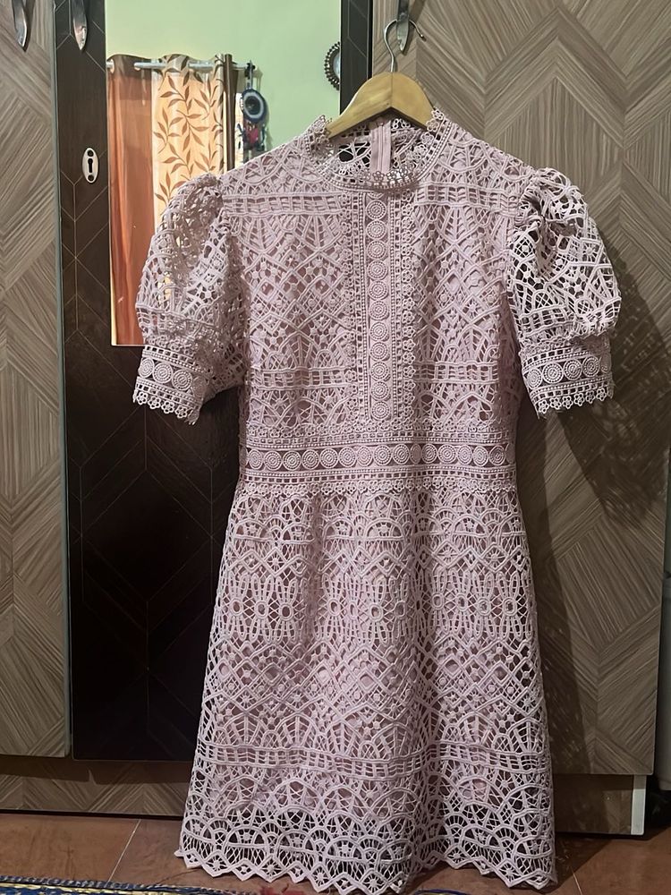 Pink Lace Mini Dress