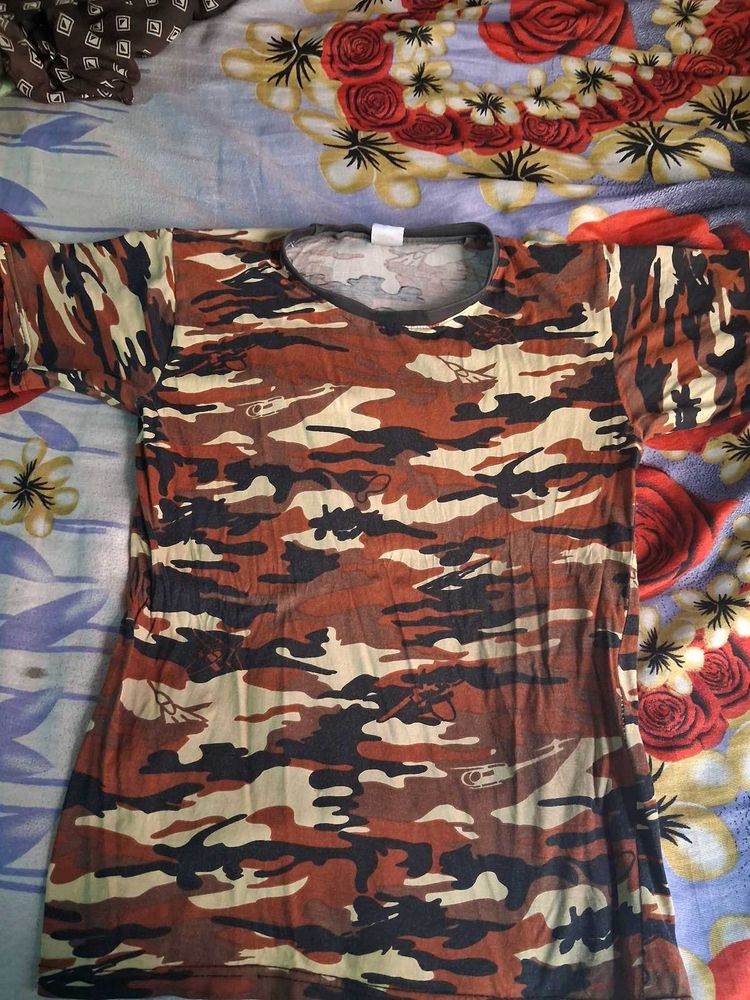 Brown Camo Printed T-Shirt - Kamal (XXL)