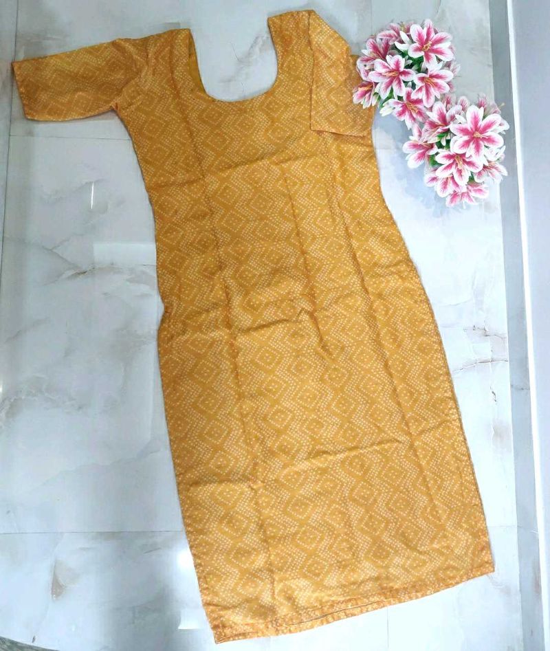 Yellow Printed Kurta