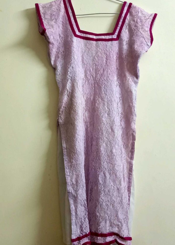 Baby Pink And White Kurta