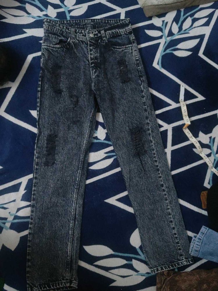 Price Drop Charcol Grey Straight Ripped Jeans