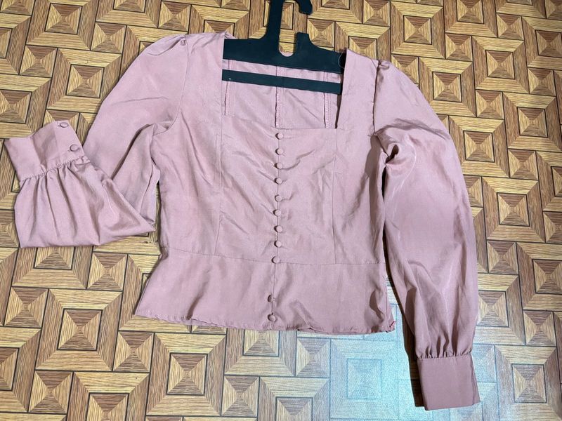 Peach Button-Down Top