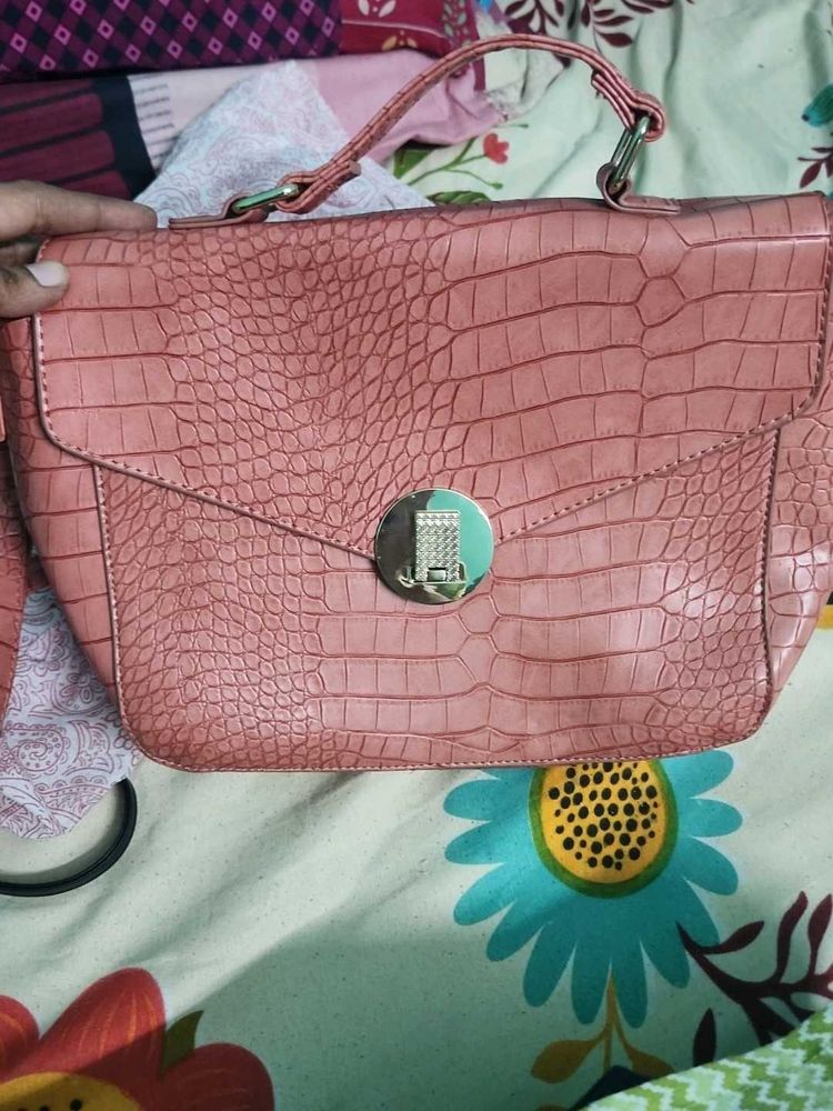 Croc-Embossed Handbag caprese