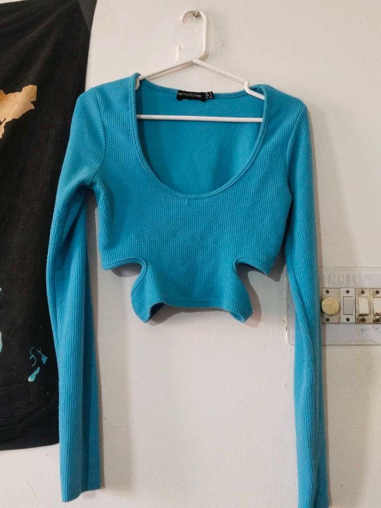Stylish Blue Cut Top