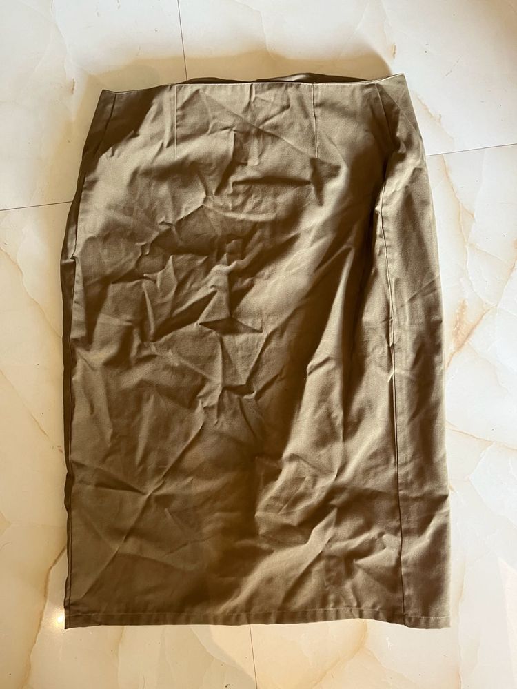 Khaki Straight Skirt