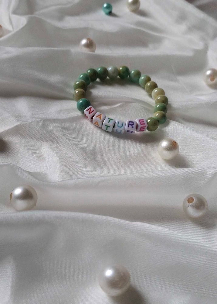 Hand Crafted Bracelet Of Green Marble Beads