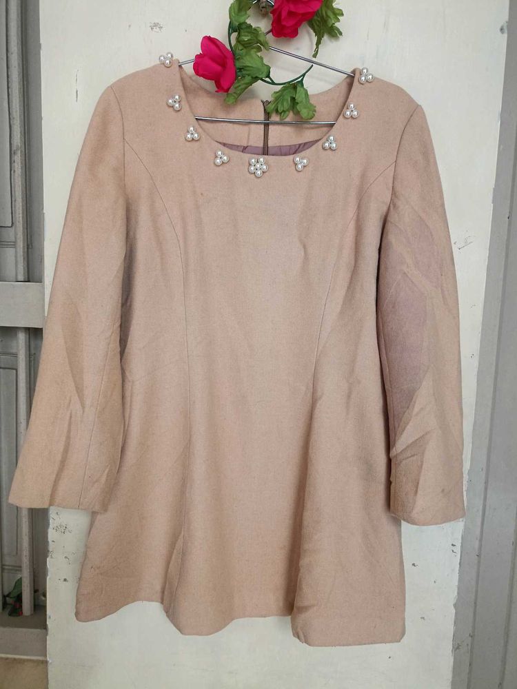 Beige Pearl Embellished Top warm wear