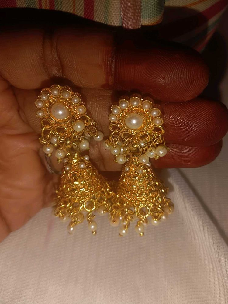 Antique gold jhumka womens