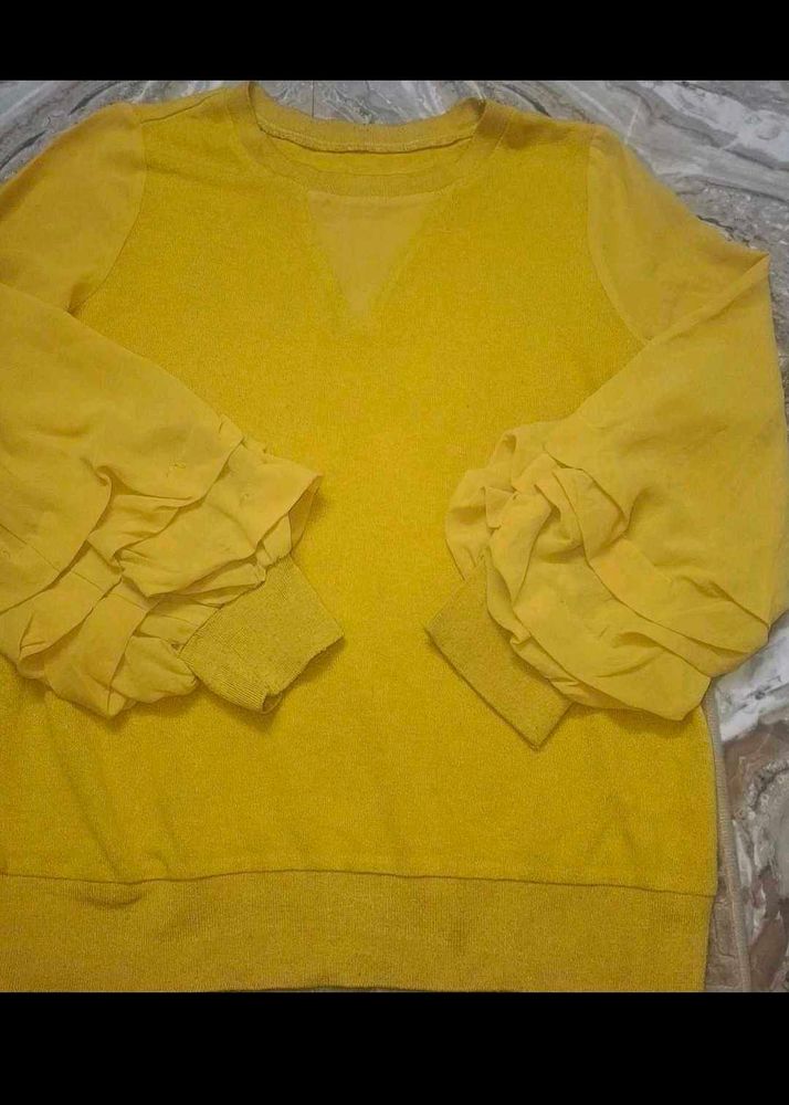 Yellow Ruffle Sleeve Top
