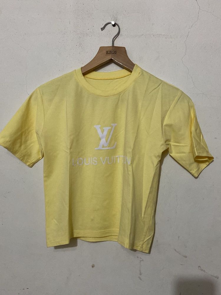Louis Vuitton Yellow Crop T-shirt For Women