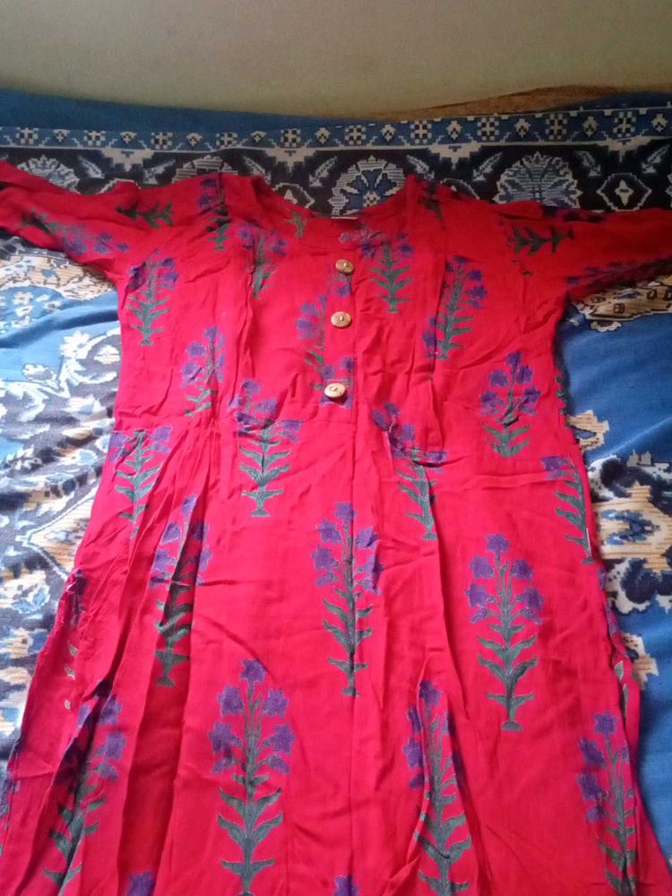 Feeling Red Floral Print Kurta