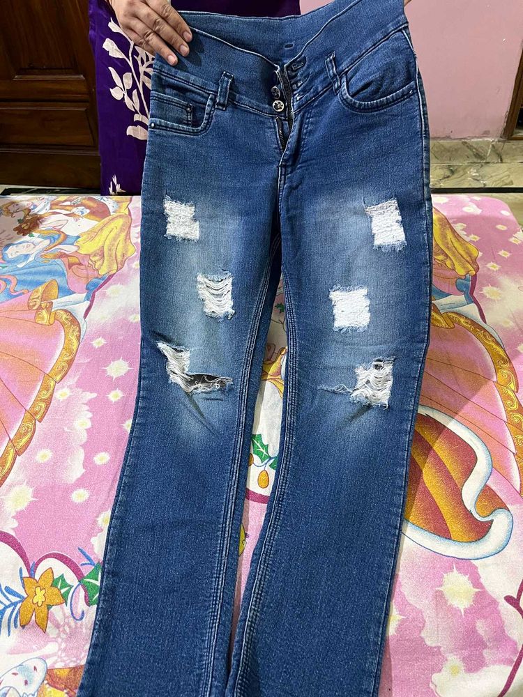Ribbed Denim Jeans