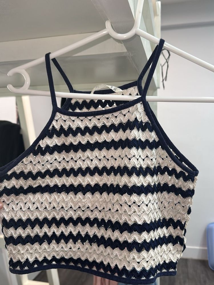 Blue Crochet Tank Tops