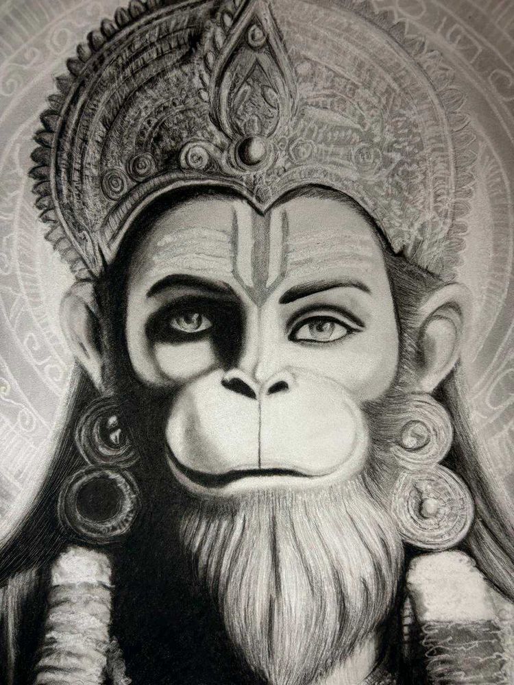 Hyper Realistic Charcoal SKETCH - Hanuman Ji