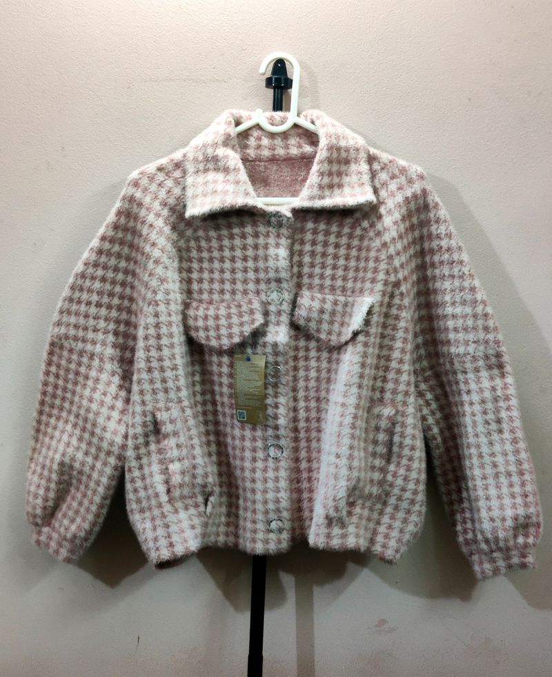 Imported women&#39;s houndstooth tweed jacket/sweater
