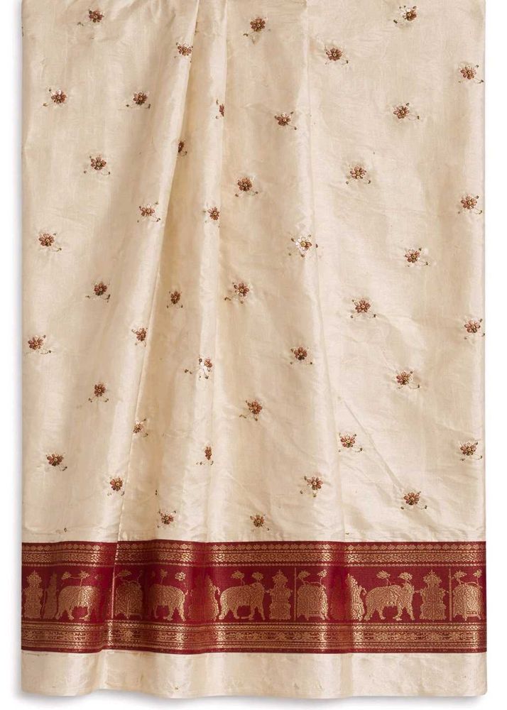 New Bengali Silk Saree in Beige Cream