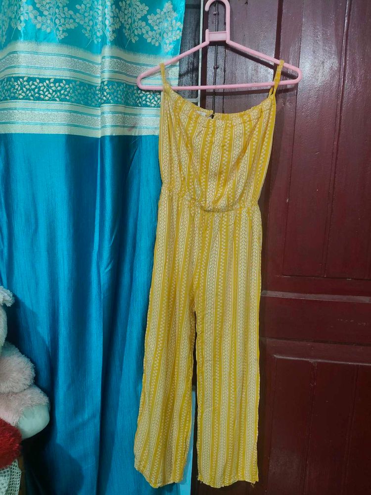 Yellow Striped Jumpsuit