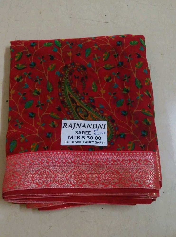 Elegant Red Paisley Saree