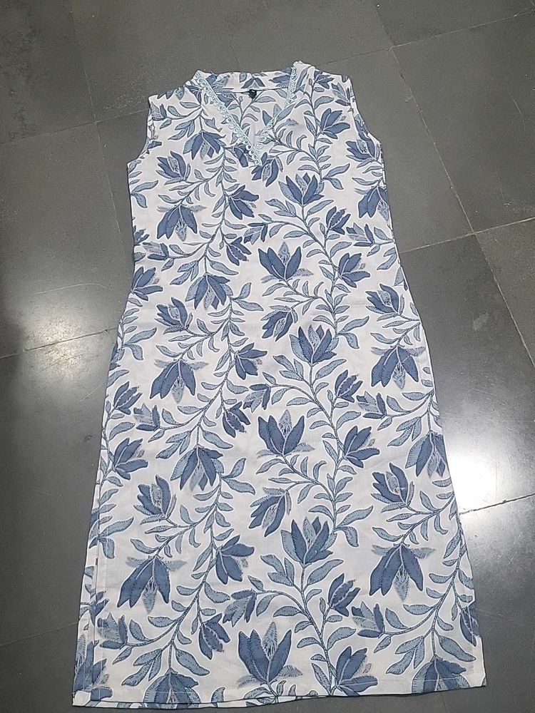 Blue Floral Sleeveless Dress