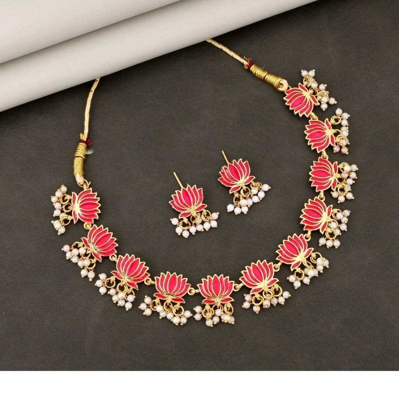 Lotus Design Necklace &amp; Earring Set