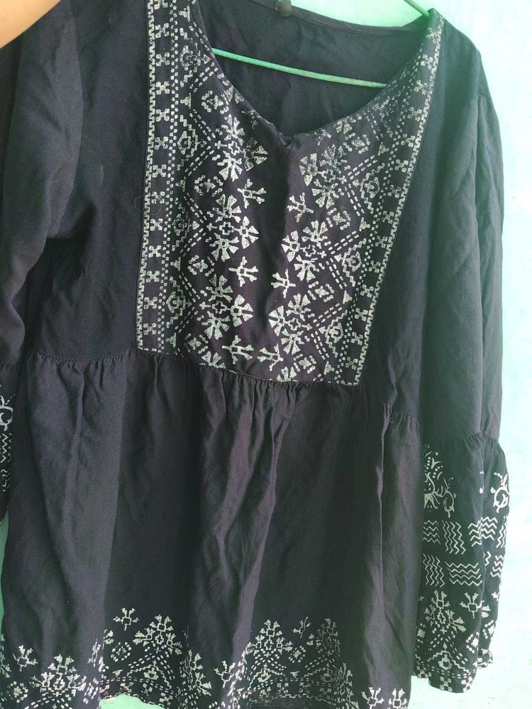 frog top ..Boho Embroidered To