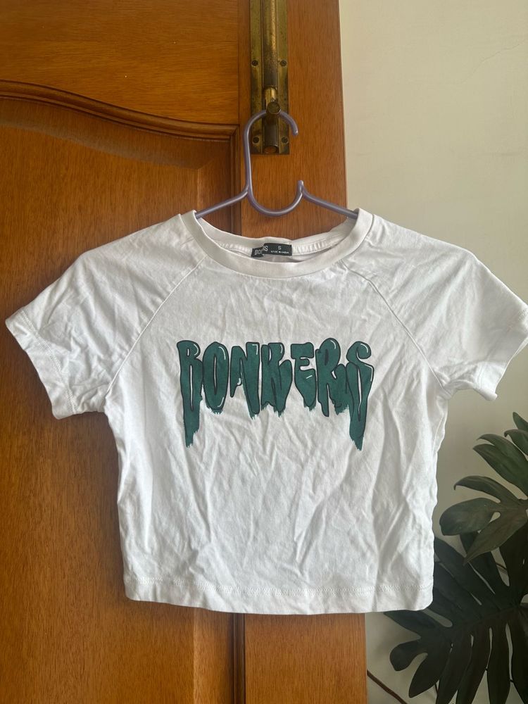 White &#39;Bombers&#39; Crop Top