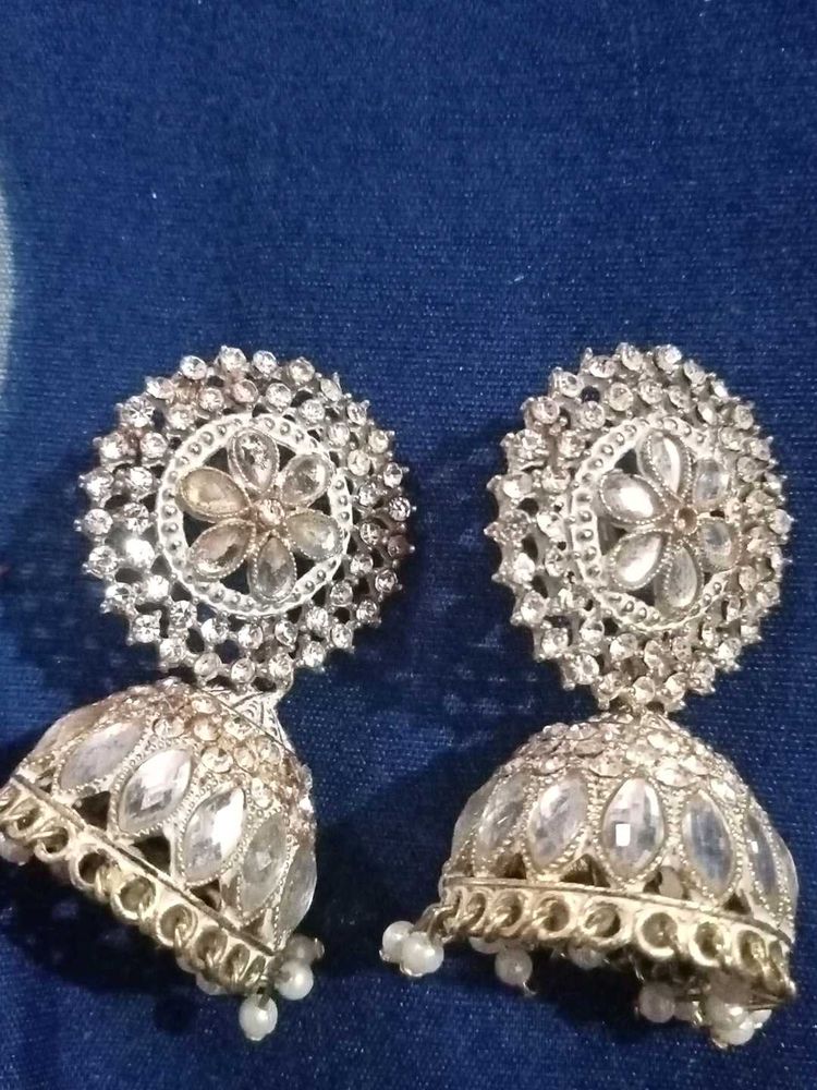 Silver Jhumka Earrings