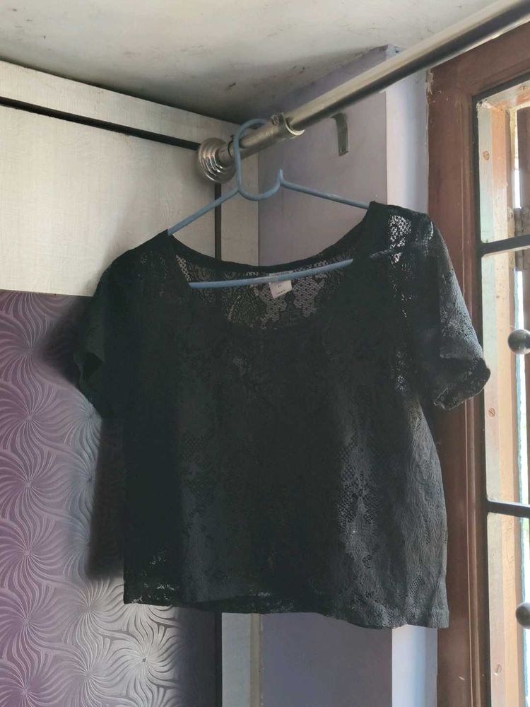 Black Lace Crop Top