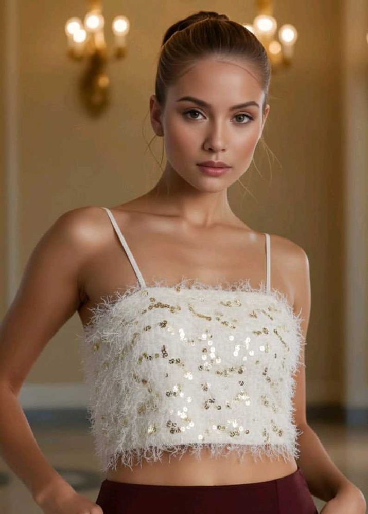 Shein Y2k Sparkling Sequin Crop Top