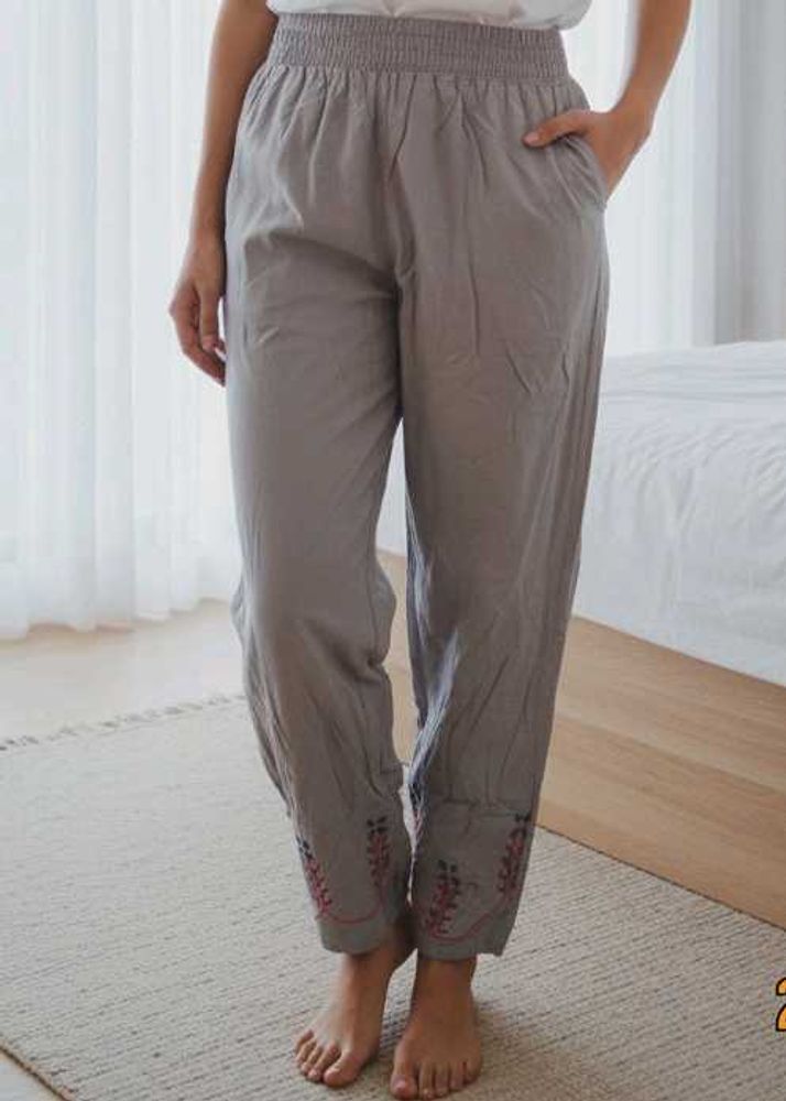 Embroidered Elastic-Waist Trousers