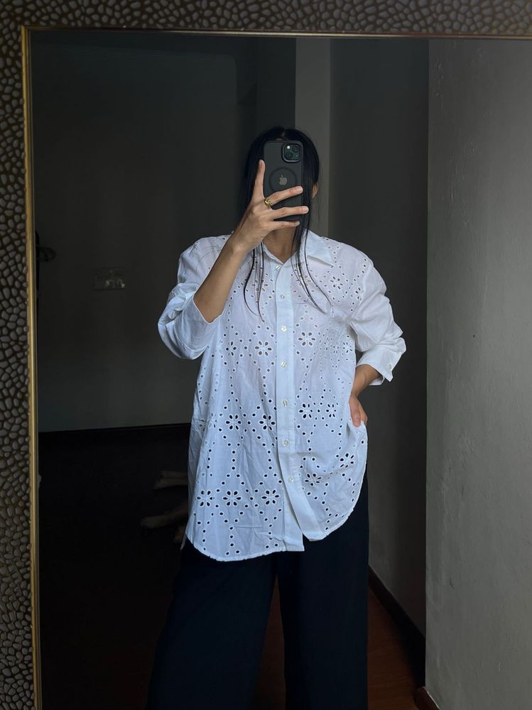 NEW LOOK Broderie Anglaise White  Shirt 🤍
