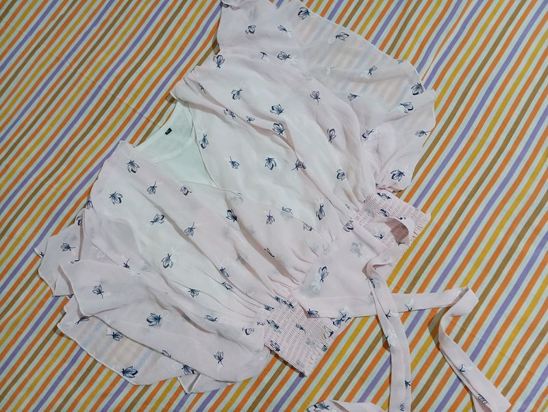 Crop Top With Frill Sleeves