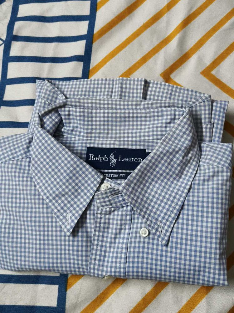 Ralph Lauren Men Blue Checks Cotton Formal Shirt