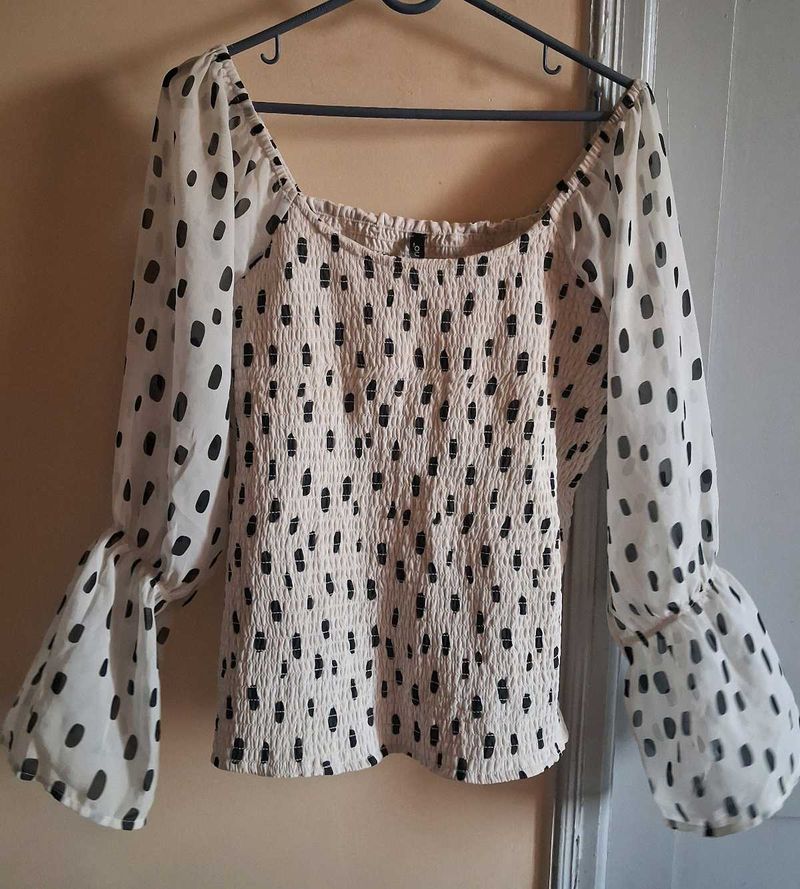 Chic Polka Dot Bell Sleeve Top