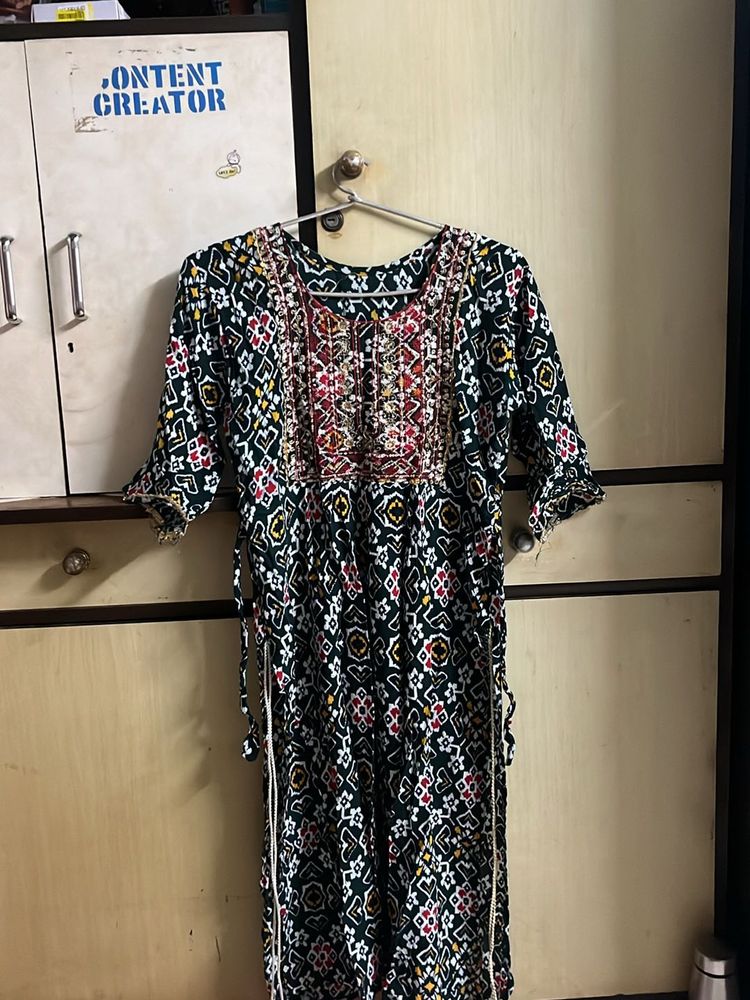 Green Multicolour Kurta
