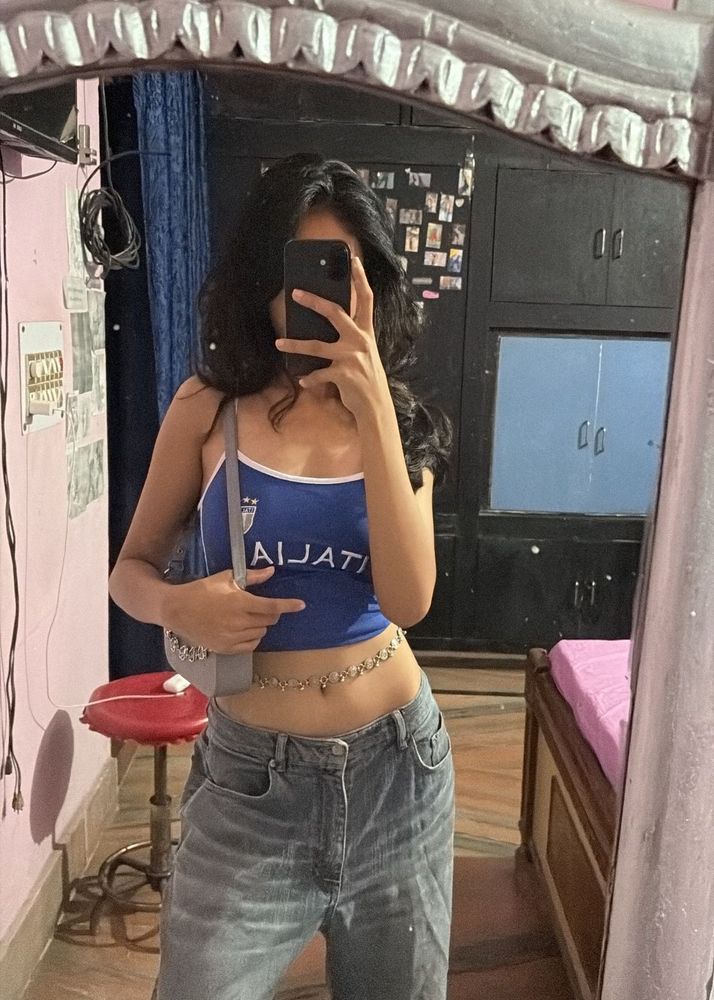 Blue Printed Tank Top