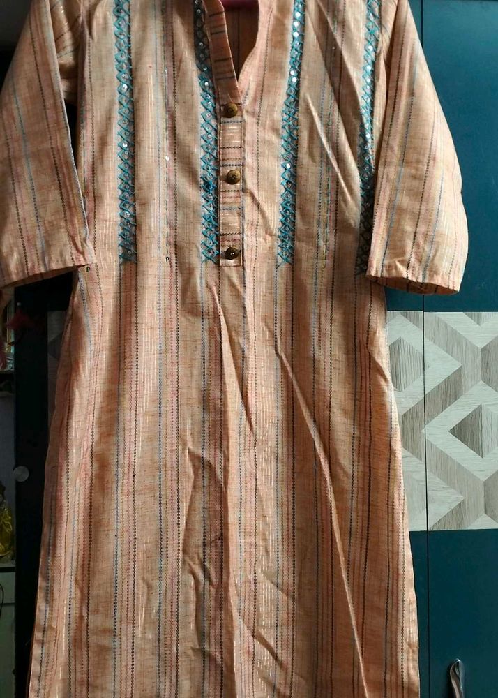 Peach Embroidered Kurti