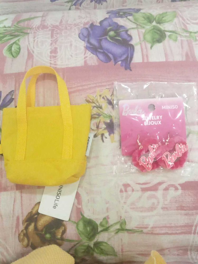 COMBO of Miniso Barbie Earrings And Coin Purse