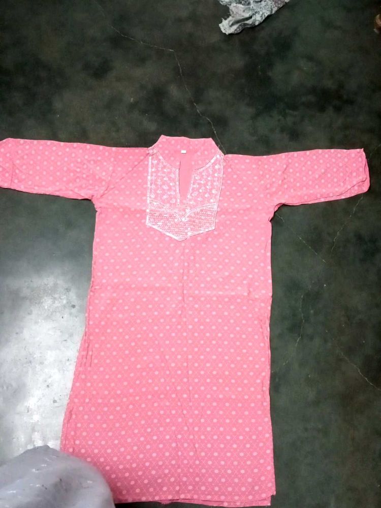 Pink Embroidered Kurti