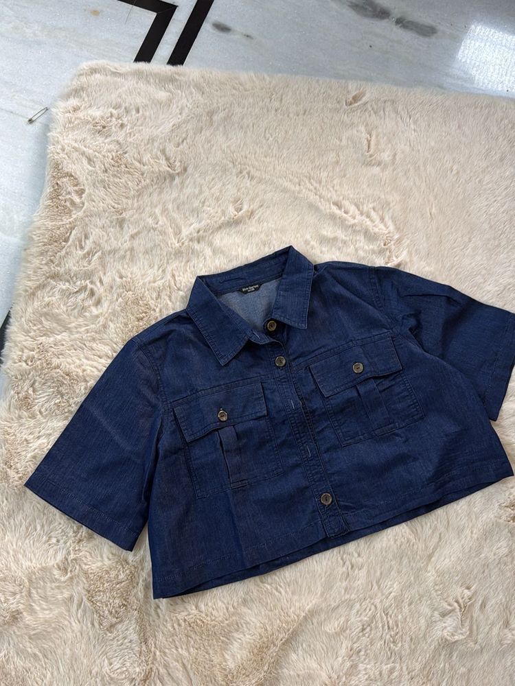 CROP DENIM SHIRT