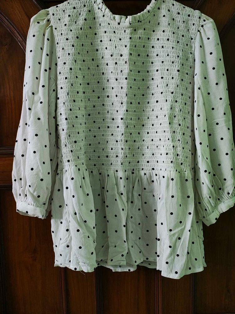 Pantaloons Polka Dot Smocked Top