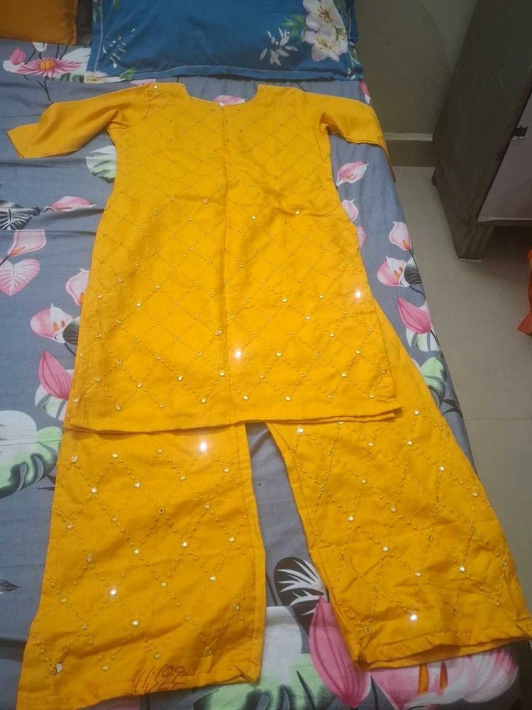 Yellow Embroidered Kurta Set
