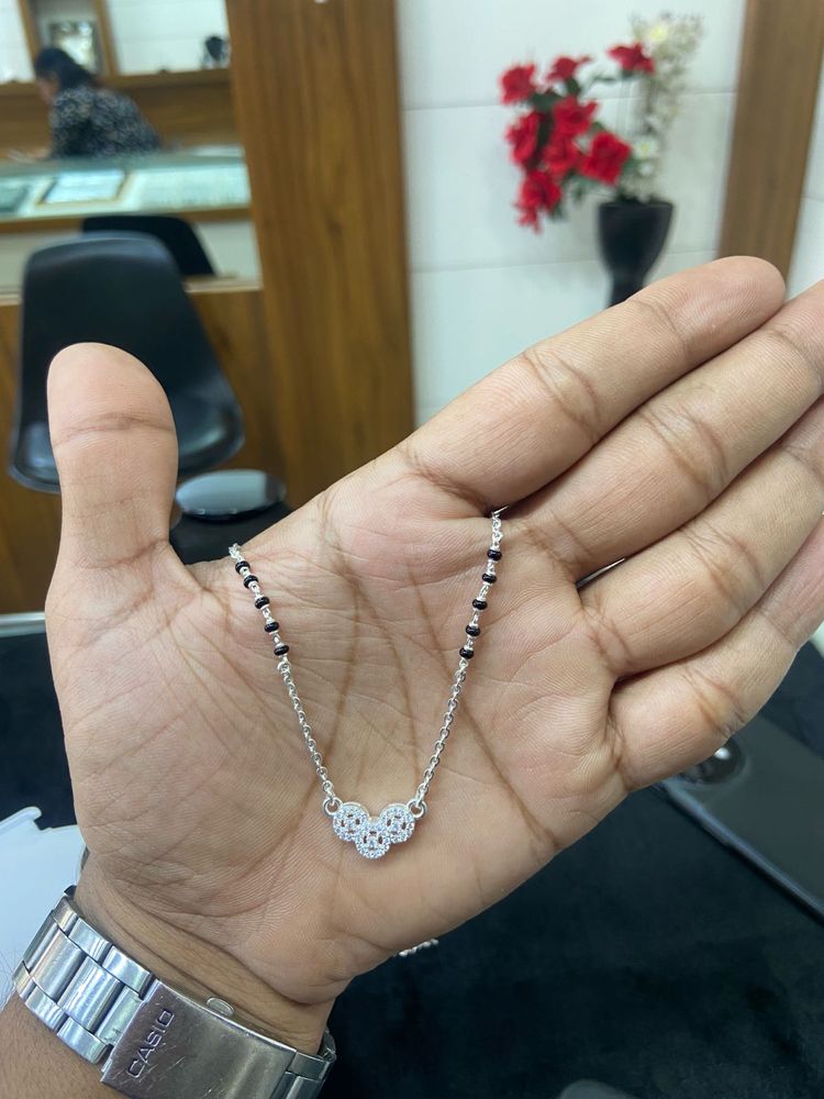 Elegant Silver Mangalsutra with Crystal Pendant