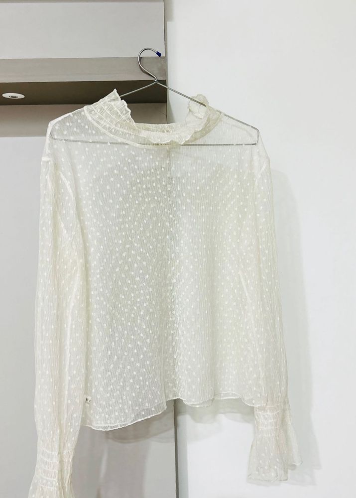 Off white Net Top