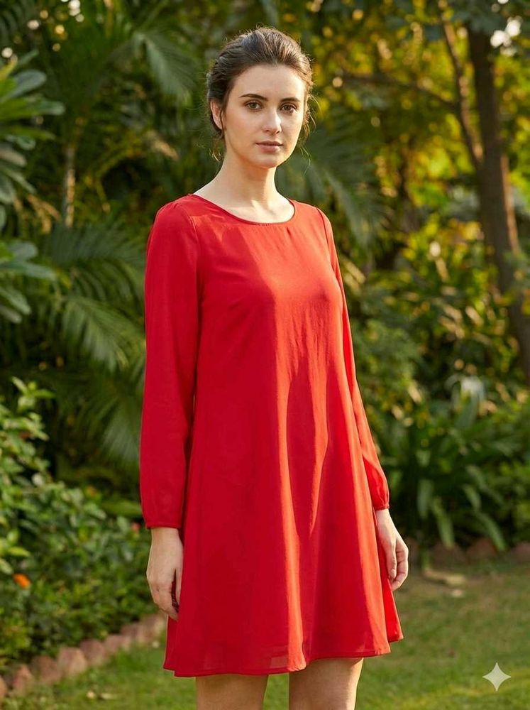Red Dress For Women Long Sleve Short