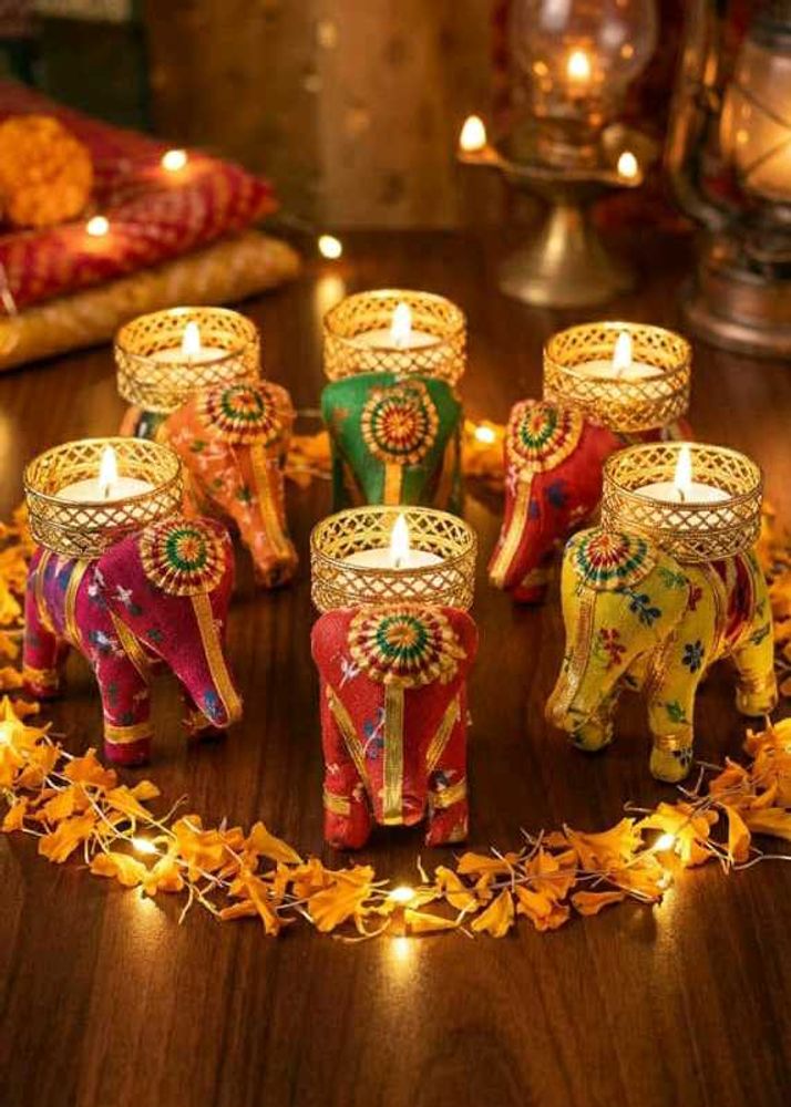 Elephant Tealight Holders Set of 6